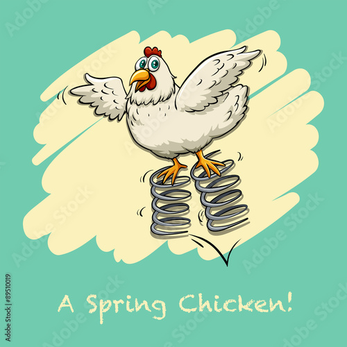 Chicken bouncing on springs