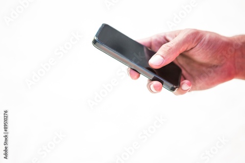 Close up hands sending a text message