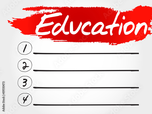 Education blank list, business concept