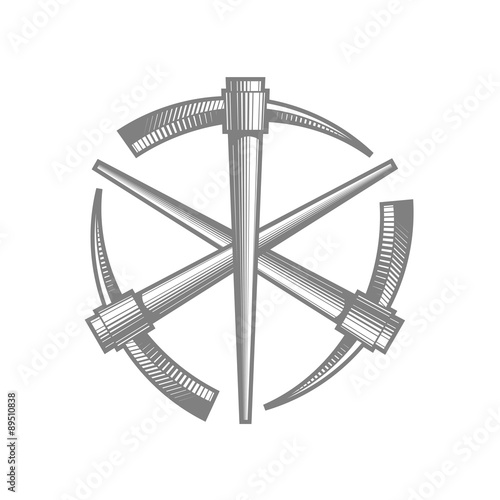 three hand drawn vector pickaxes