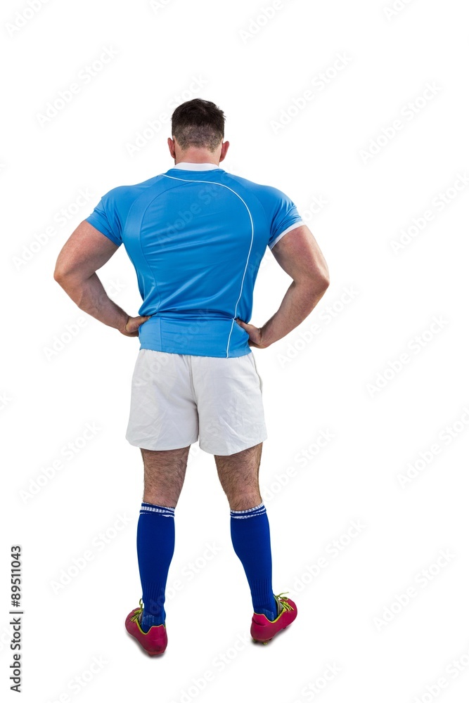 Rugby player with hands on hips Rugby player with hands on hips