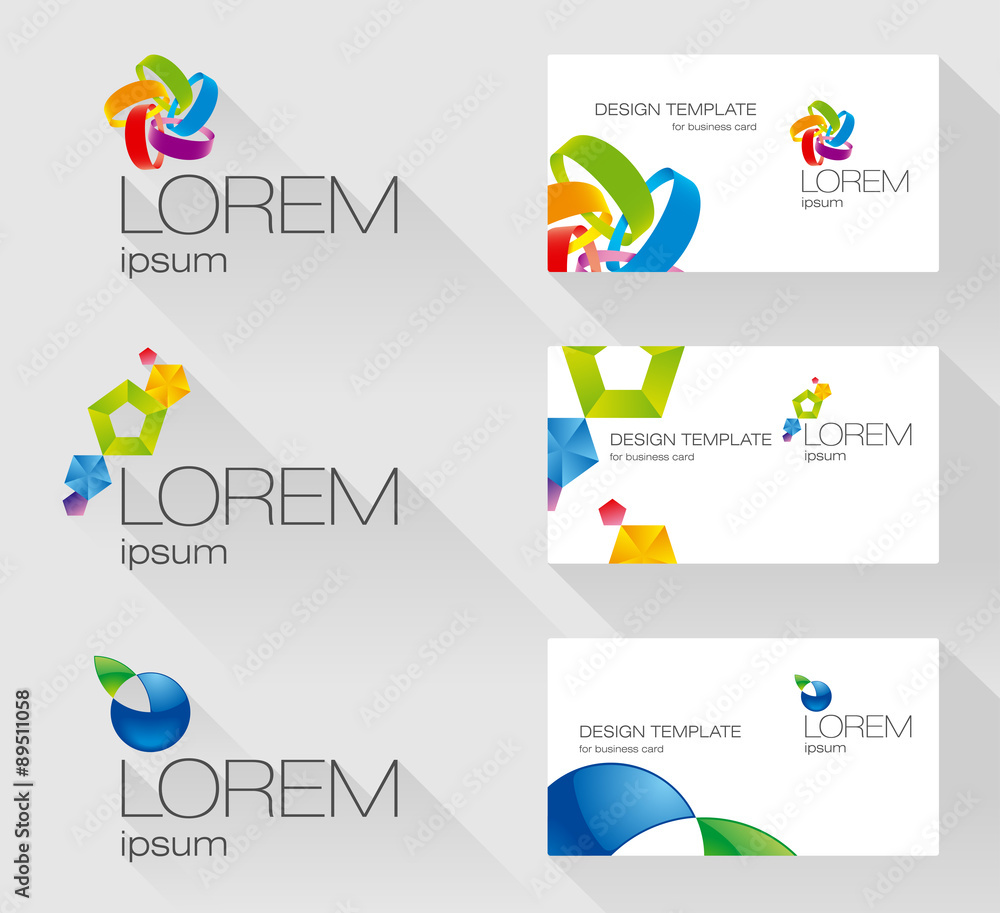 Set of logo design elements with business card template Set of logo design elements with business card template