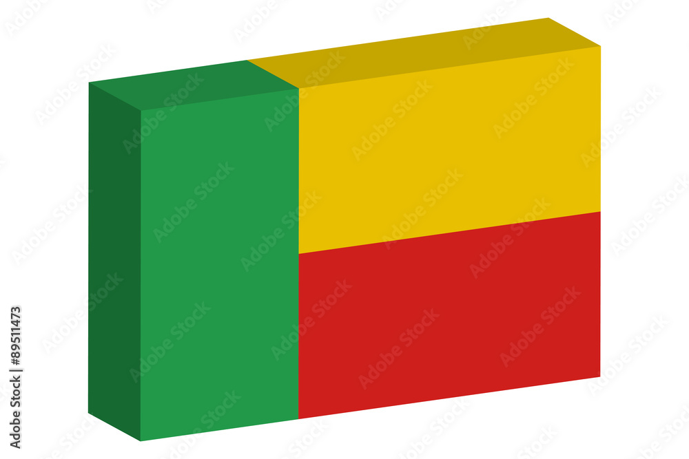 Fototapeta premium 3D Isometric Flag Illustration of the country of Benin