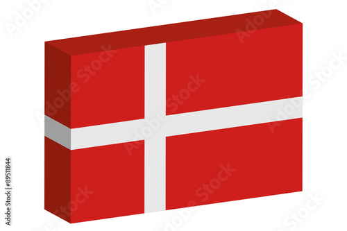 3D Isometric Flag Illustration of the country of  Denmark