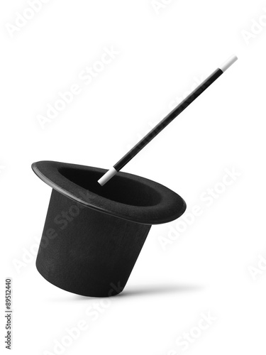 Top hat with magic wand - Stock Image