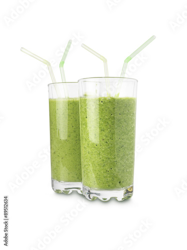 green smoothies on white - Stock Image