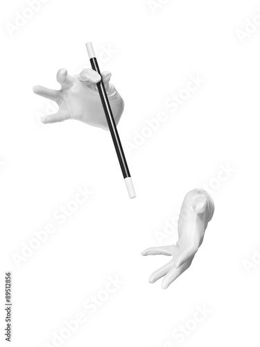 magic wand trick gloves cut out - Stock Image