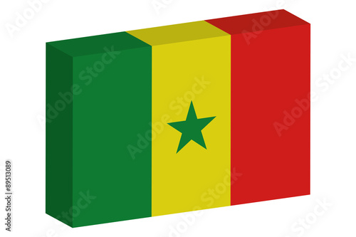 3D Isometric Flag Illustration of the country of Senegal