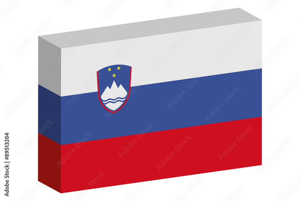 3D Isometric Flag Illustration of the country of  Slovenia