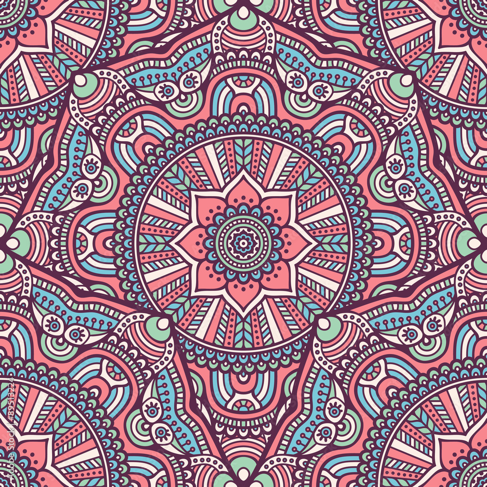 Ethnic floral seamless pattern