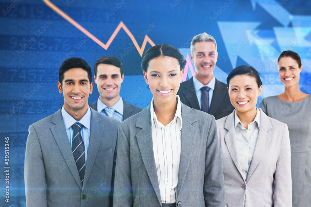 Composite image of young business people in office Composite image of young business people in office