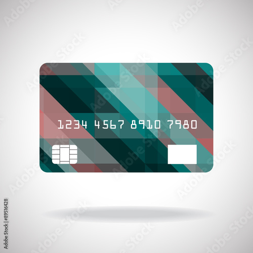 Credit card icon with abstract geometric colorful design.Vector