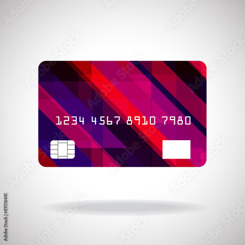 Credit card icon with abstract geometric colorful design.Vector
