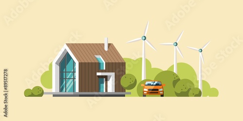 Modern house. Home. Flat design vector concept illustration.