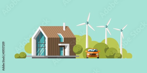 Home. Modern house. Flat design vector concept illustration.
