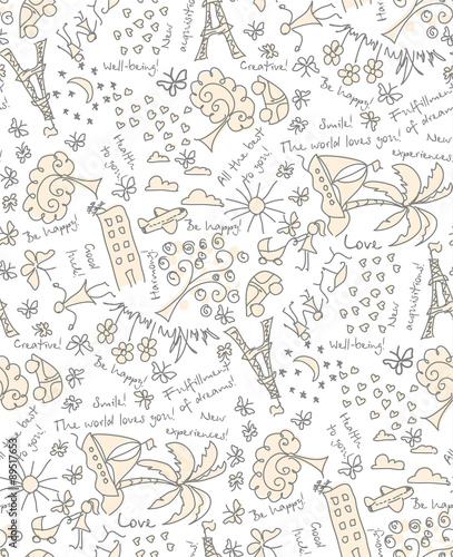 Vector Goals dreams and wishes background. Seamless pattern