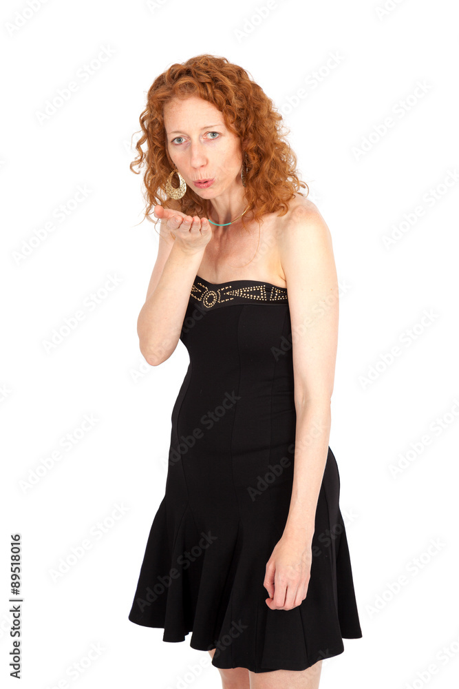 Beautiful woman doing different expressions in different sets of clothes: kiss Beautiful woman doing different expressions in different sets of clothes: kiss