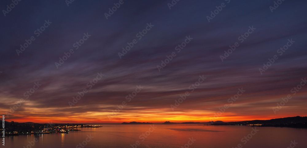 Sunset in the estuary of Vigo, Spain