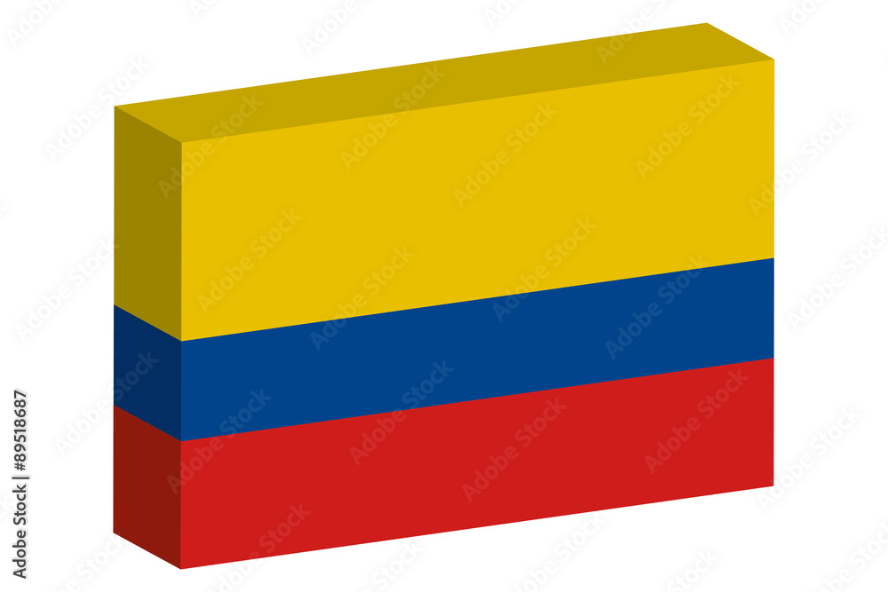 3D Isometric Flag Illustration of the country of Colombia 3D Isometric Flag Illustration of the country of Colombia