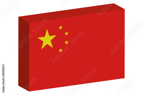 3D Isometric Flag Illustration of the country of China