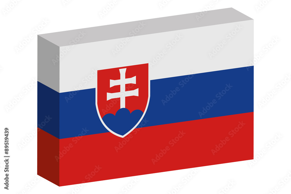 3D Isometric Flag Illustration of the country of  Slovakia