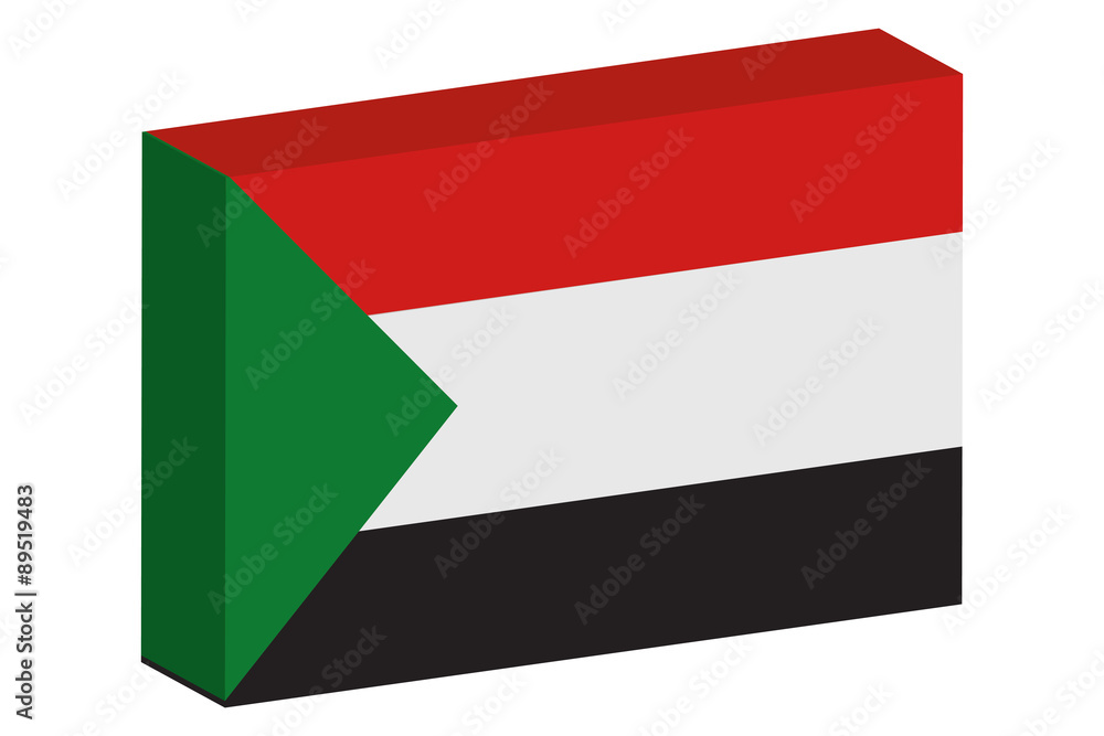 3D Isometric Flag Illustration of the country of Sudan 3D Isometric Flag Illustration of the country of Sudan