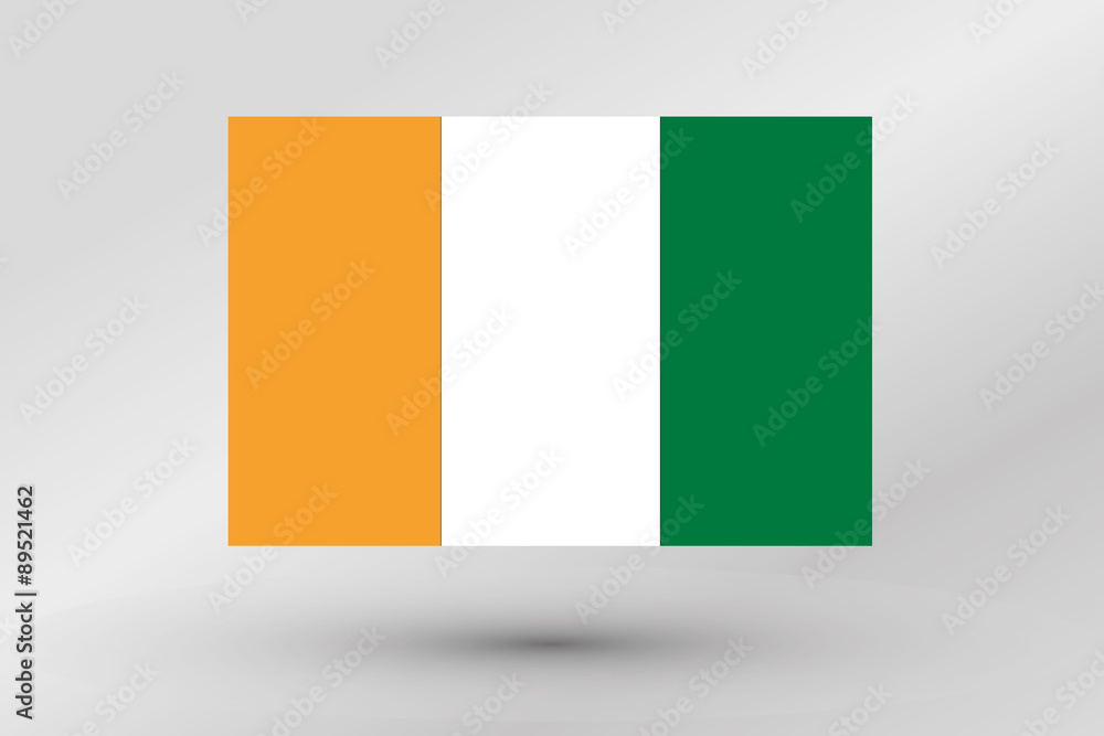 3D Isometric Flag Illustration of the country of  Cote DIvoire