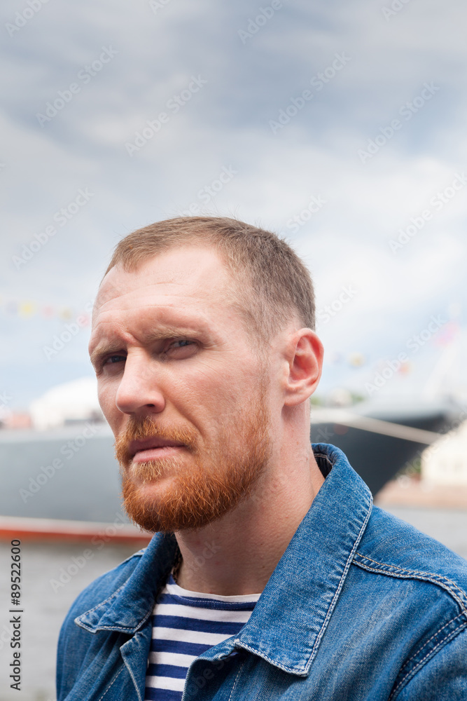 man with beard in sailor suit man with beard in sailor suit