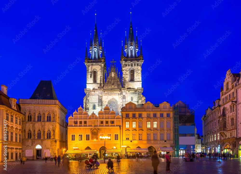 Old Town Square in Prague at night. Czech Republic