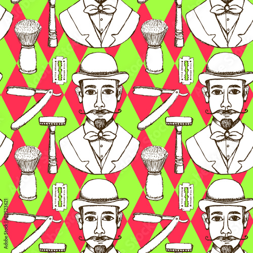 Sketch man and shaving equipment