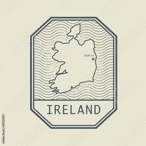 Stamp with the name and map of Ireland