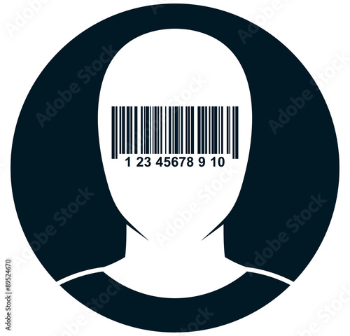 Vector blind-folded man illustration isolated on white