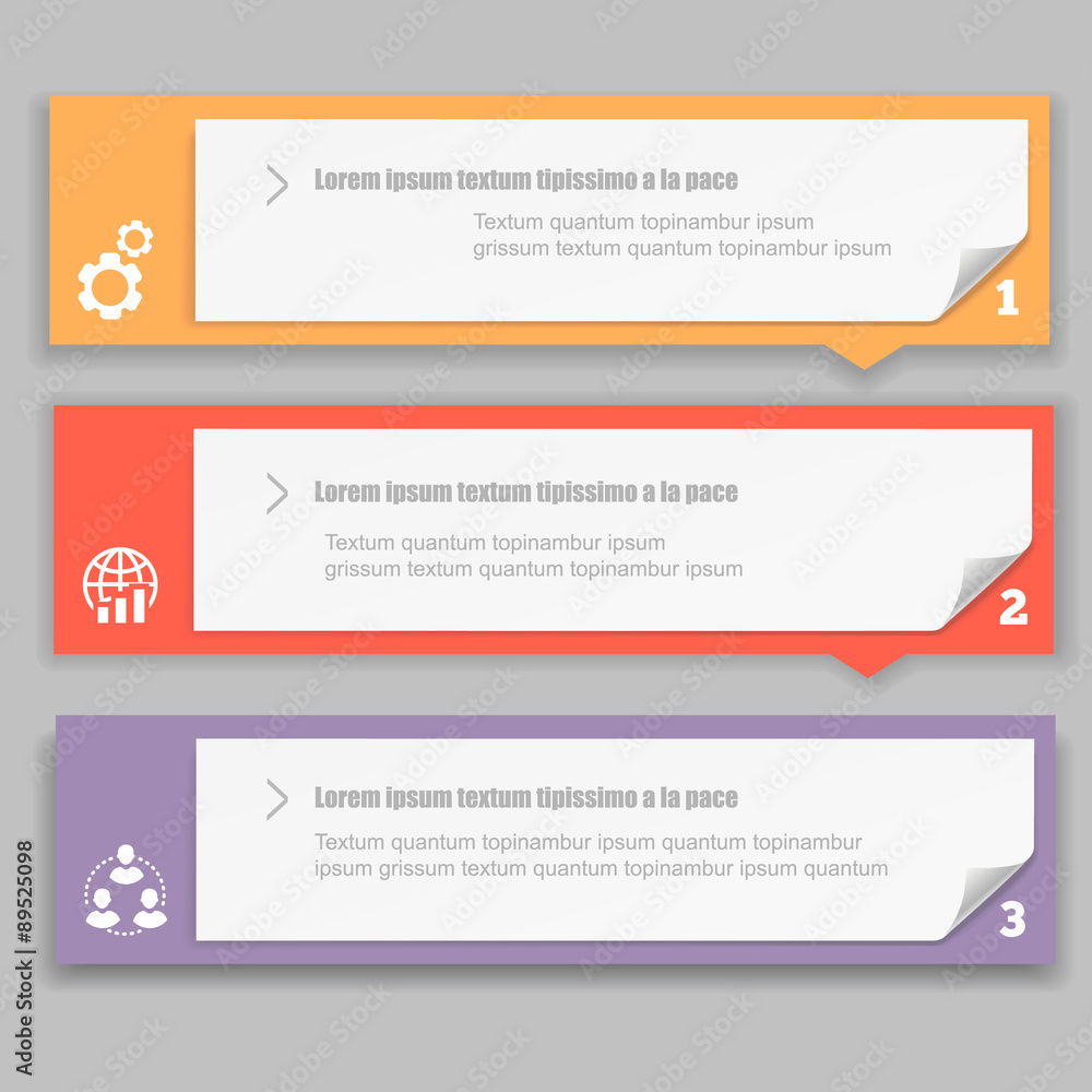 Infographics  Design template with numbered horizontal banners  