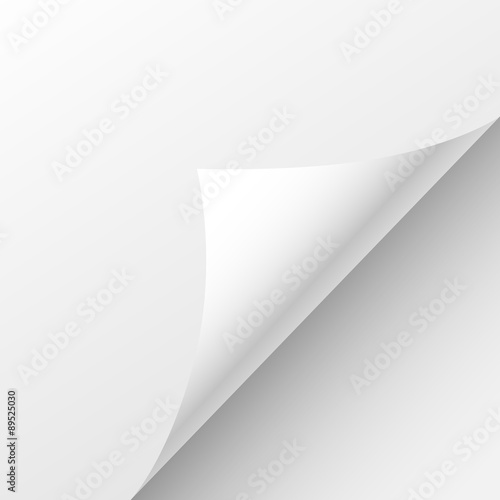 Blank Paper Sheet Curl Corner, Empty Page Bend Vector 