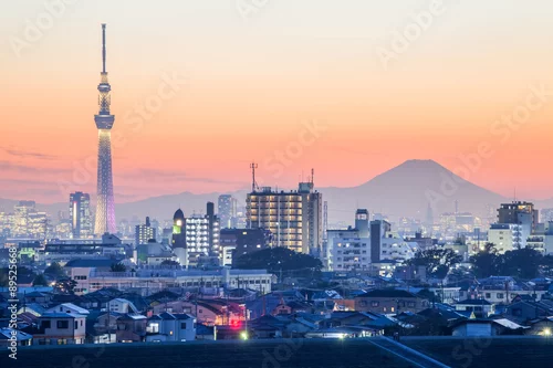Obraz Tokio widok na miasto z Tokio skytree i góry Fuji