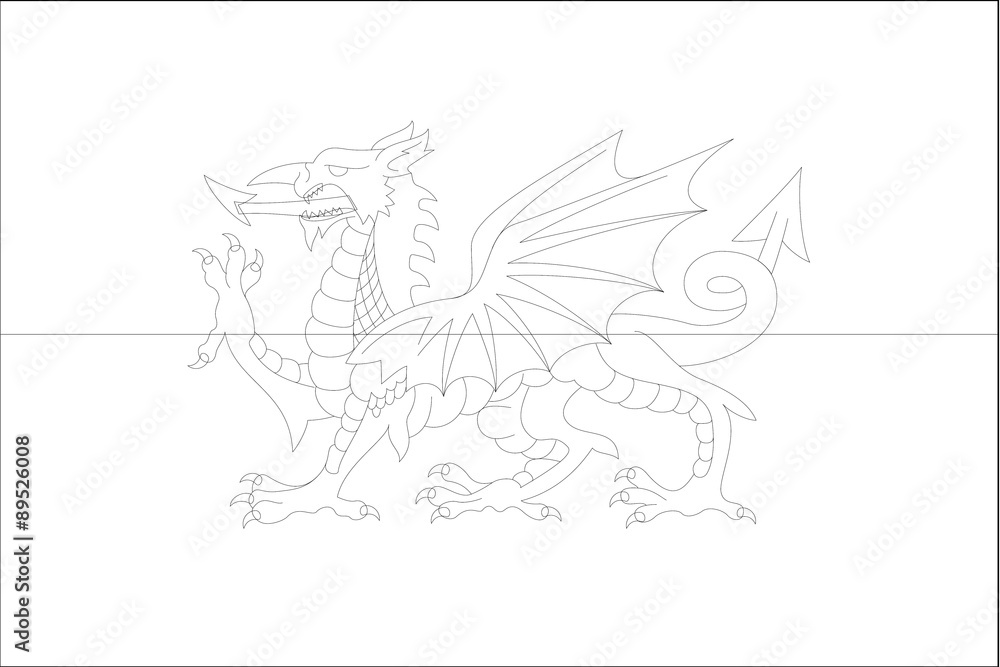 Skeleton  Flag Illustration of the country of  Wales