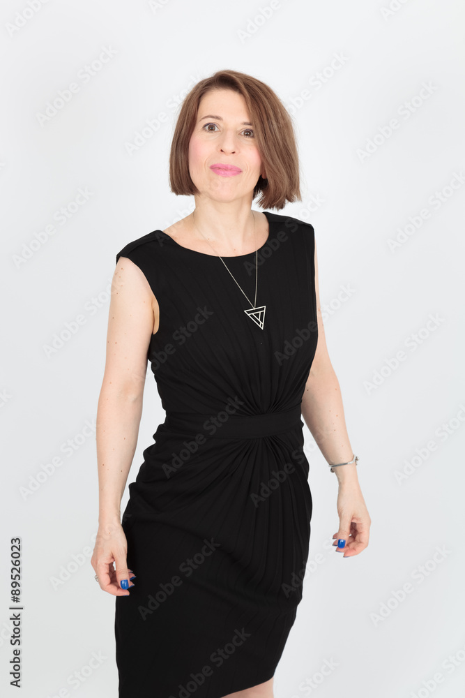 Beautiful woman doing different expressions in different sets of clothes: joy Beautiful woman doing different expressions in different sets of clothes: joy