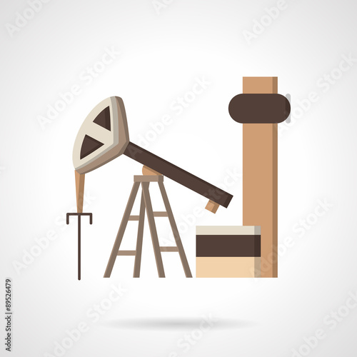 Oil pump jack flat color vector icon