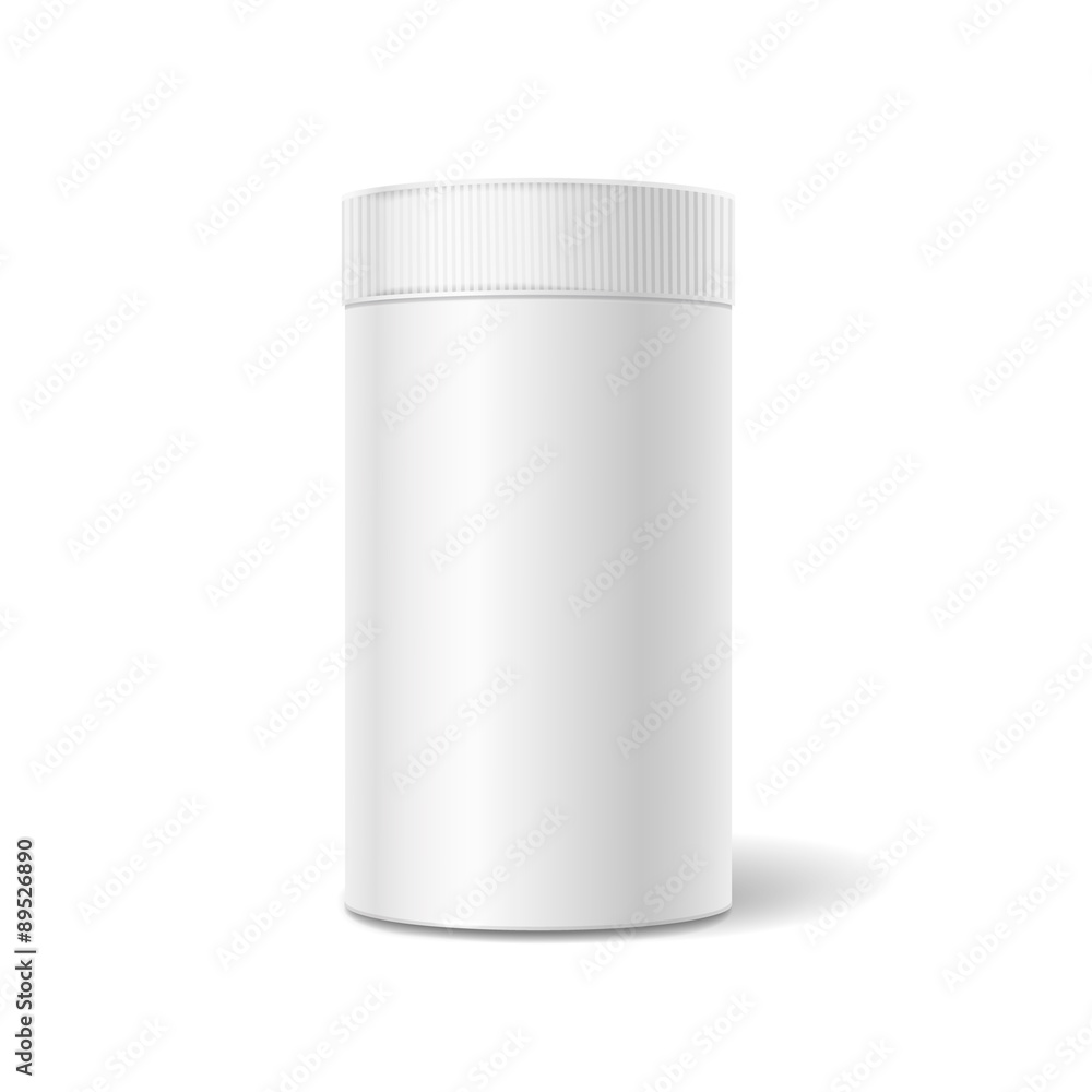 White tin box packaging container for tea or coffee isolated White tin box packaging container for tea or coffee isolated
