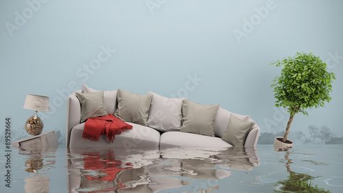 Wasserschaden nach Hochwasser im Haus photo