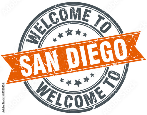 welcome to San Diego orange round ribbon stamp