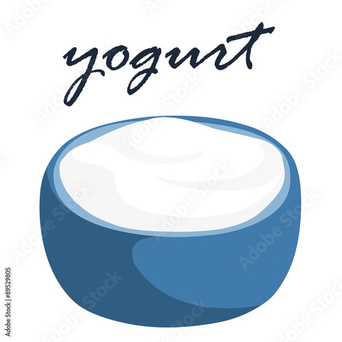 low fat plain yogurt vector illustration.