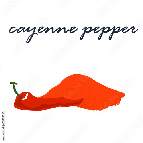 .hot cayenne pepper powder vector illustration