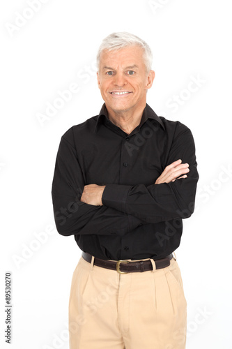 Handsome man doing different expressions in different sets of clothes: arms crossed