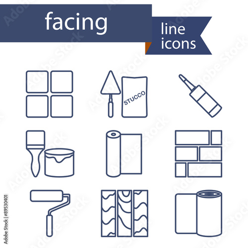 Set of line icons for DIY, finishing materials.