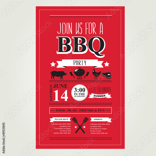 Barbecue party invitation. BBQ brochure menu design.