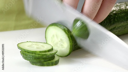 Slicing a cucumber