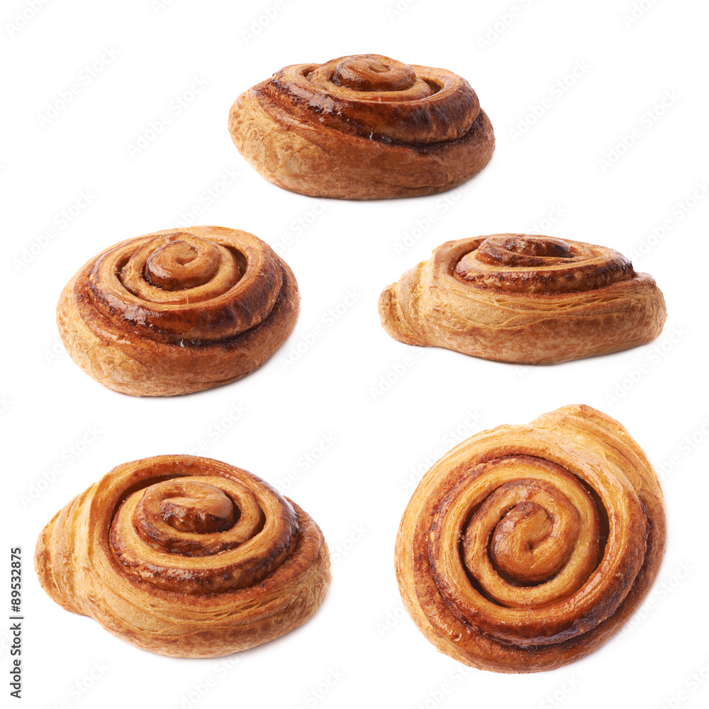 Sweet cinnamon bun roll isolated