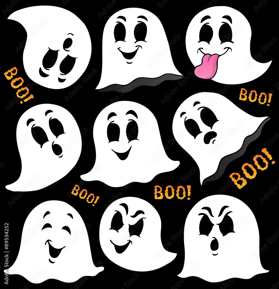 Various ghosts on black background Various ghosts on black background