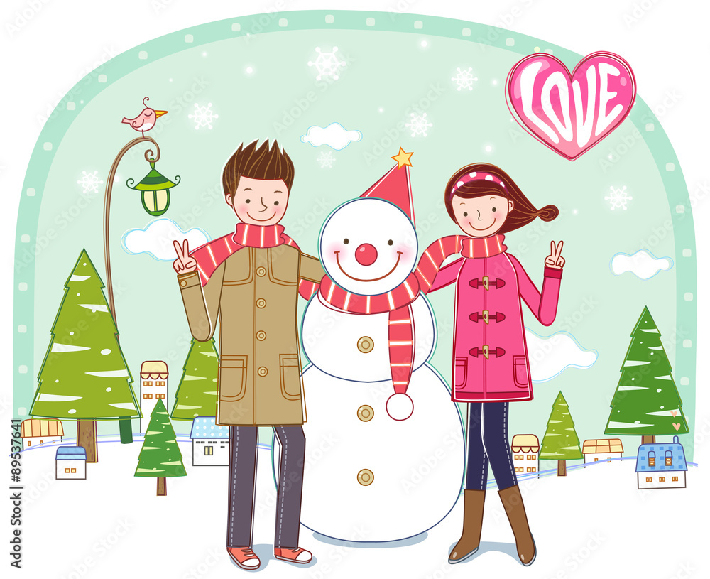 Fototapeta premium Illustration of lovely couple